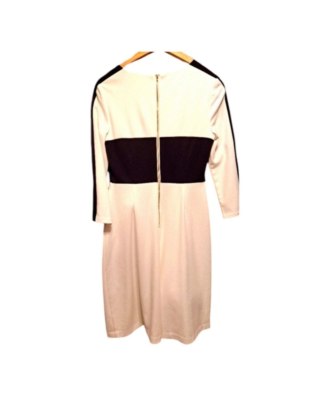 Eliza J Black and White Color Block Fitted Midi Dress. Size Small. - Picture 2 of 10